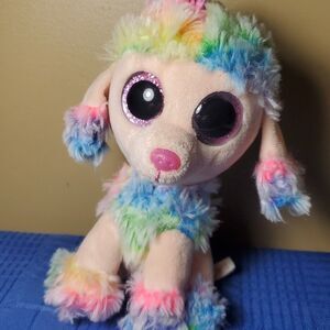 2017 TY Beanie Baby Rainbow Poodle Puppy Plush 6in Stuffed Animal‎ Toy